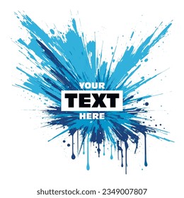 Vector illustration of blue paint splatter in sketch grunge style. Blue paint blob. Liquid stain. Very useful for banner design