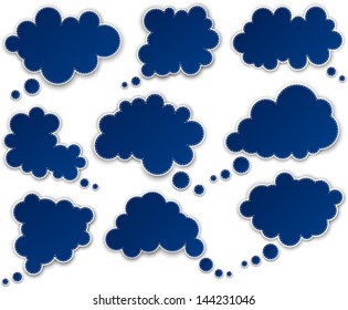 Ilustración vectorial de nubes de papel azul. Eps10.  