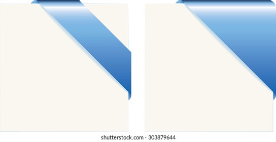 Vector illustration of blue paper corners. Two variants