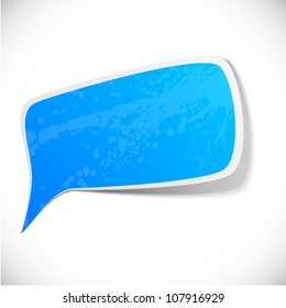 Ilustración vectorial del discurso de presentación de papel azul.