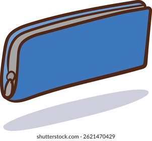 Ilustração vetorial de uma caixa de lápis azul isolada sobre um fundo branco.