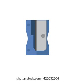 Vector illustration blue pencil sharpener. Sharpener flat icon. 