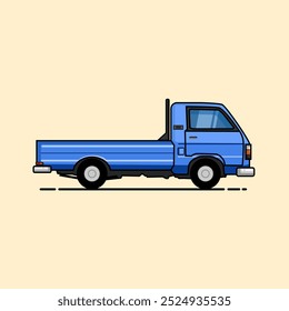 Ilustração vetorial de um carro de captador azul adequado para adesivos, livros ilustrados para crianças e desenhos de ilustração de complementos