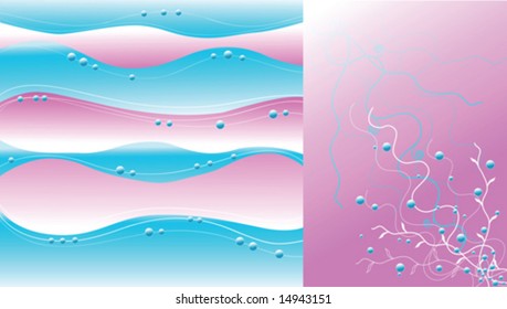 Vector illustration with blue and pink background and white lines