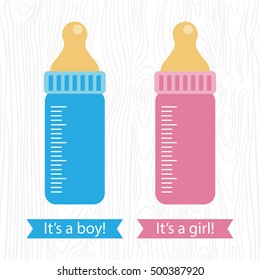 vector illustration of blue and pink bottles on white background. EPS