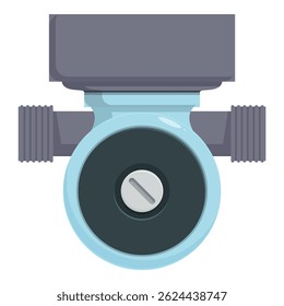 Ilustración vectorial de una válvula de bola de plástico azul, comúnmente utilizada en plomería, aislada sobre un fondo blanco