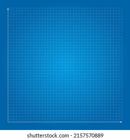 Ilustración vectorial cuadrícula de papel gráfico de trazado azul aislado en fondo azul. Textura de línea de gráfico cuadrado de cuadrícula. Plantilla de cuadrícula de papel de gráfico de milímetros. Sistema de coordenadas cartesiano con eje x azul e y