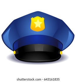 Vector Illustration of a Blue Police Hat