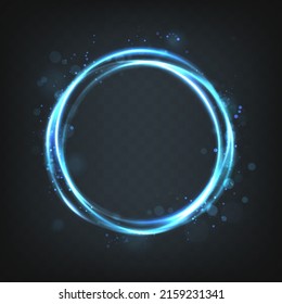 Vector illustration. Blue portal flair round circle with sparkles and glow in the dark. svg