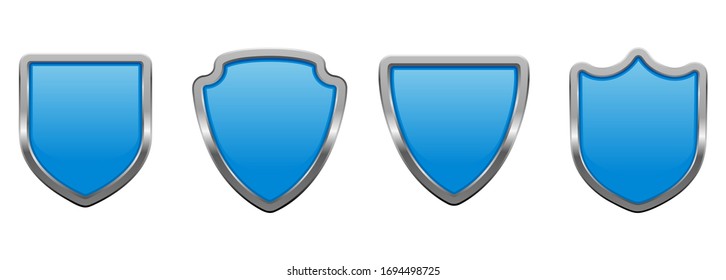 Vector illustration of Blue protection shield set