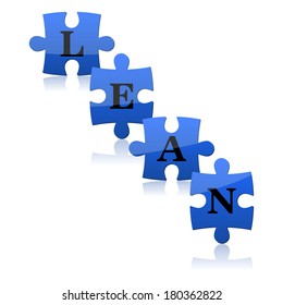Vector illustration of the blue puzzles with word lean. Lean is modern strategy of improvement productivity.