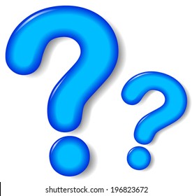 Vector illustration of blue question mark on white background