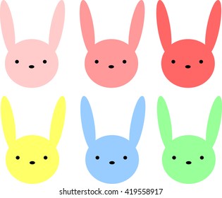 Vector Illustration of Blue Rabbit, yellow, pink , blue  rabbit in many colors.
Drawing white background.
