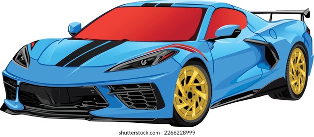 Vector illustration blue racing sport car With transparent Background