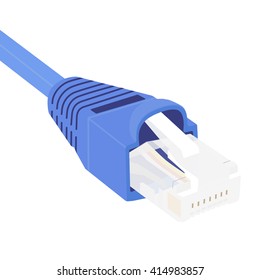 Vector illustration blue realistic ethernet network cable. Cable icon. Ethernet connector for mobile apps, web sites