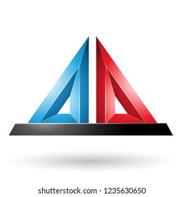 Vektorgrafik Blau-roter 3D-Pyramidengesteck, einzeln auf weißem Hintergrund