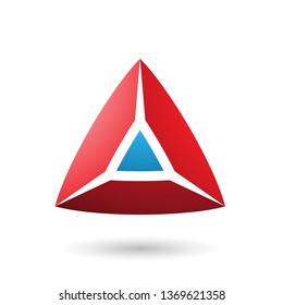 Ilustración vectorial de la forma piramidica azul y roja 3d aislada en un fondo blanco