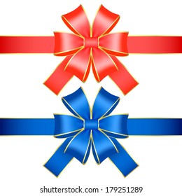 Vector illustration of Blue and red bows