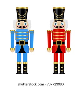 Vector illustration of a blue and red nutcrackers