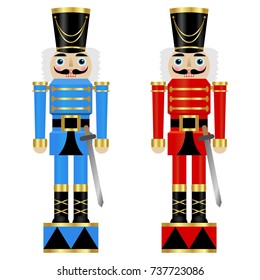 Vector illustration of a blue and red nutcrackers