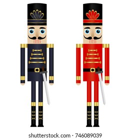 Vector illustration of a blue and red nutcrackers
