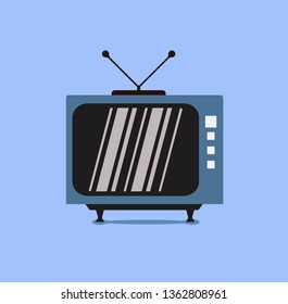 Vector illustration, blue retro tv