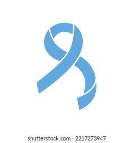 Vector illustration blue ribbon. Prostate cancer awareness.