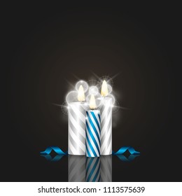 Vector Illustration with blue ribbons and magic candles. Can be used in your arts on 