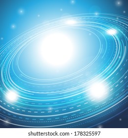 Vector illustration of blue ring star background.