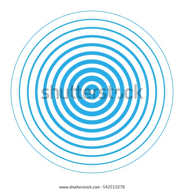 青いリングの音波のベクターイラスト レーダースクリーンの同心円