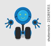 vector illustration of a blue robot with two wheels.great for symbol, icon,toy idea, etc.