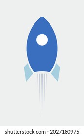 Vector illustration of a blue rocket.