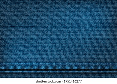 Vector illustration of blue rough vector texture zwith threads.
Denim rectangular background. 