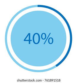 Vector illustration blue round, circle pie graph, chart with percentage 40 % icon
