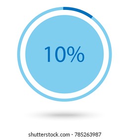 Vector illustration blue round, circle pie graph, chart with percentage 10 % icon