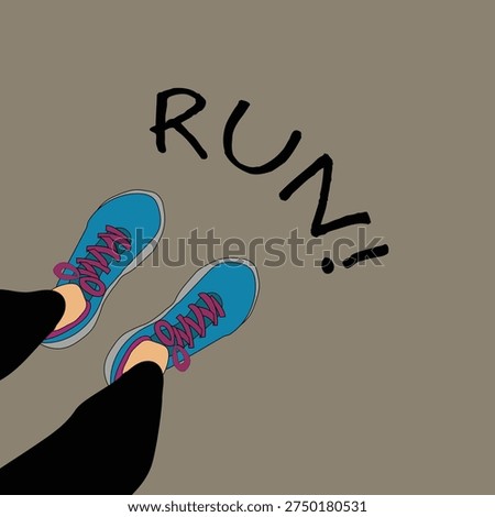 Vector Illustration of Blue Running Shoes with Pink Laces on White Background