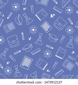 Vector illustration blue school seamless pattern background