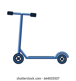 Vector illustration of blue scooter on white isolated background.