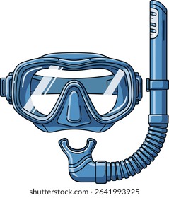 Vector Illustration of a Blue Scuba Diving Mask and Snorkel for Underwater Exploration