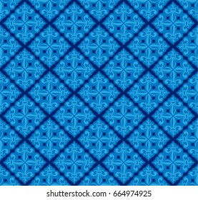 Vector illustration blue seamless background with lily (fleur de lis) for print fabric or poster