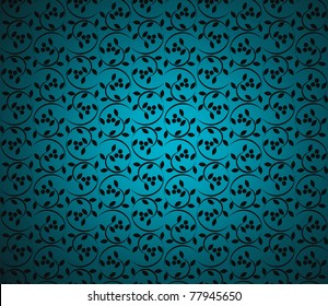 vector illustration of a blue seamless floral background