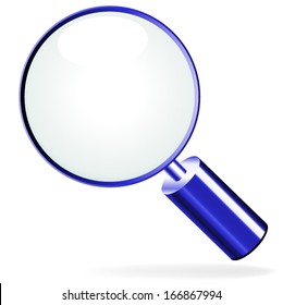 Vector illustration of blue search icon on white background