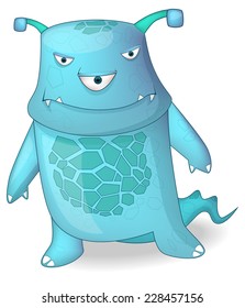 Vector illustration of a blue serious monster