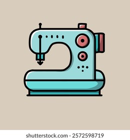 vector illustration of a blue sewing machine, with a plain background, very suitable as an icon and sewing theme.