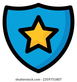 Ilustración vectorial de la insignia del escudo azul con la estrella.