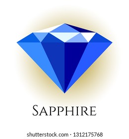 Vector illustration of blue shine triangle crystal isolated. Diamond symbol for logo or design