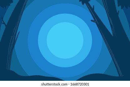 vector illustration of a blue silhouette landscape with water and leaf. Flat style. For websites, Landing pages and banners