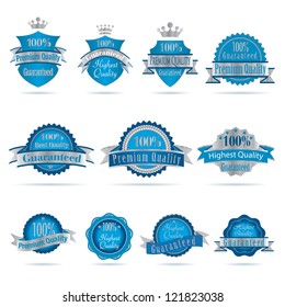 Vector illustration of blue and silver labels.