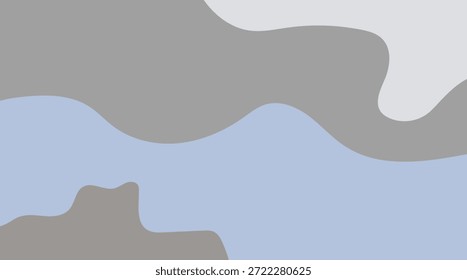 Ilustração vetorial de um fundo de céu azul com nuvens abstratas e um design de onda de água estilizada com uma forma de arte de silhueta de peixe
