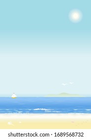 Vector illustration of blue sky and beach.